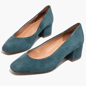 Suede heels, teal
